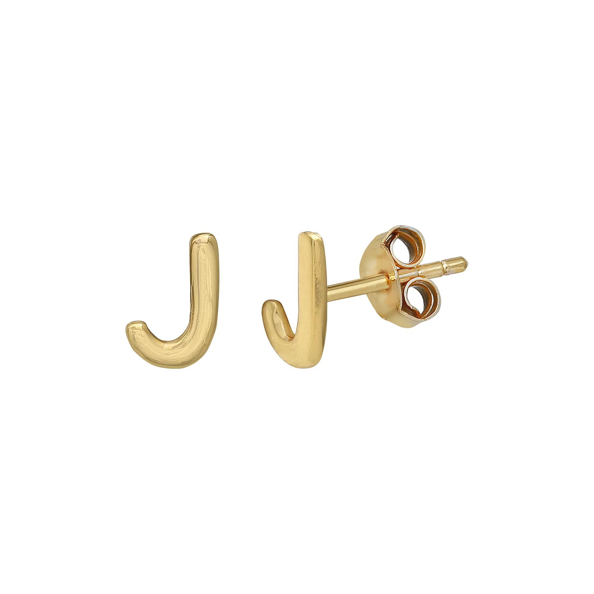 PRIMROSE Sterling Silver Initial Stud Earrings, Women's, Gold Tone C Product Image