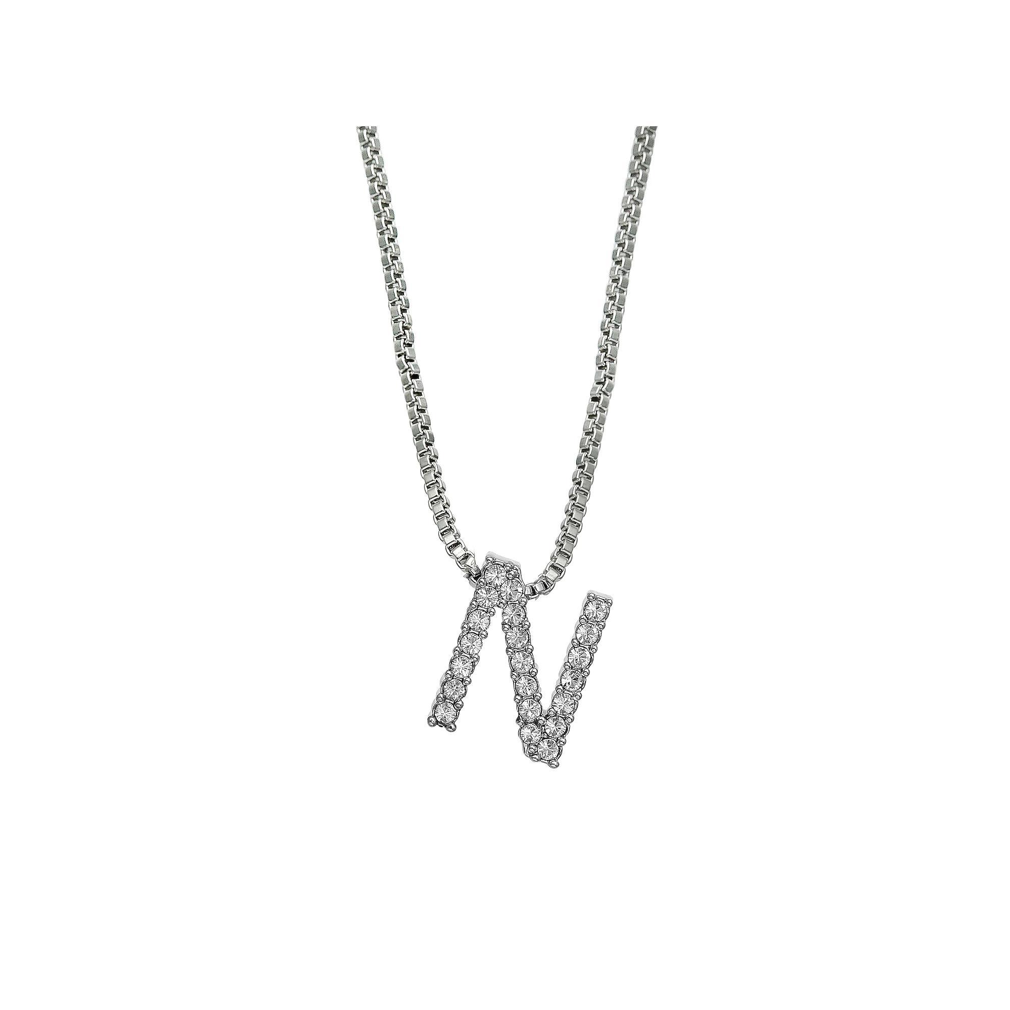 Brilliance Silver Plated Crystal Initial Pendant, Women's, Size: 18", Silver Tone G Product Image