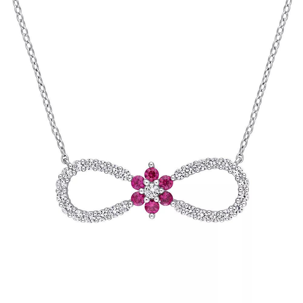 Stella Grace Sterling Silver Lab Created Ruby & Lab Created White Sapphire Infinity Pendant, Women's, Size: 17" Product Image