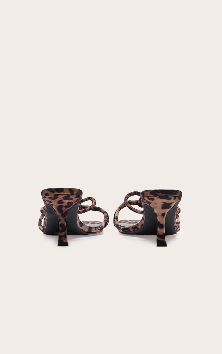 Leopard Satin Wide Fit Square Toe Knotted Heeled Mules Product Image