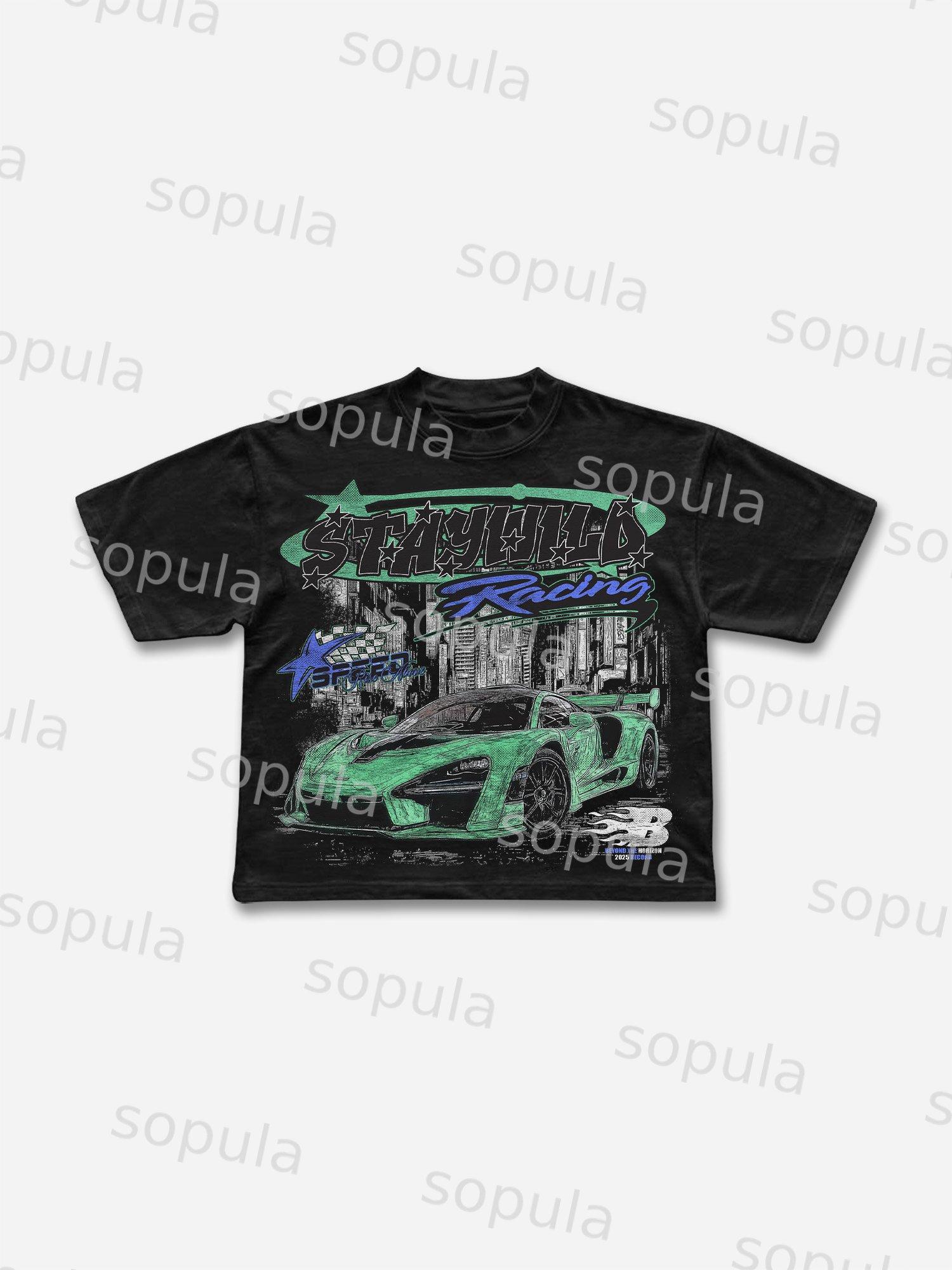 Sopula Y2K Fast Racing Make Vintage Part 2 Graphics Cropped T-Shirts Product Image