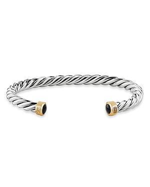 David Yurman Mens Cable Cuff Bracelet in Sterling Silver & 18K Yellow Gold with Black Onyx Product Image
