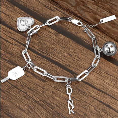 Pickleball Lariat PLUS Silver Paddle & Ball Necklace Product Image