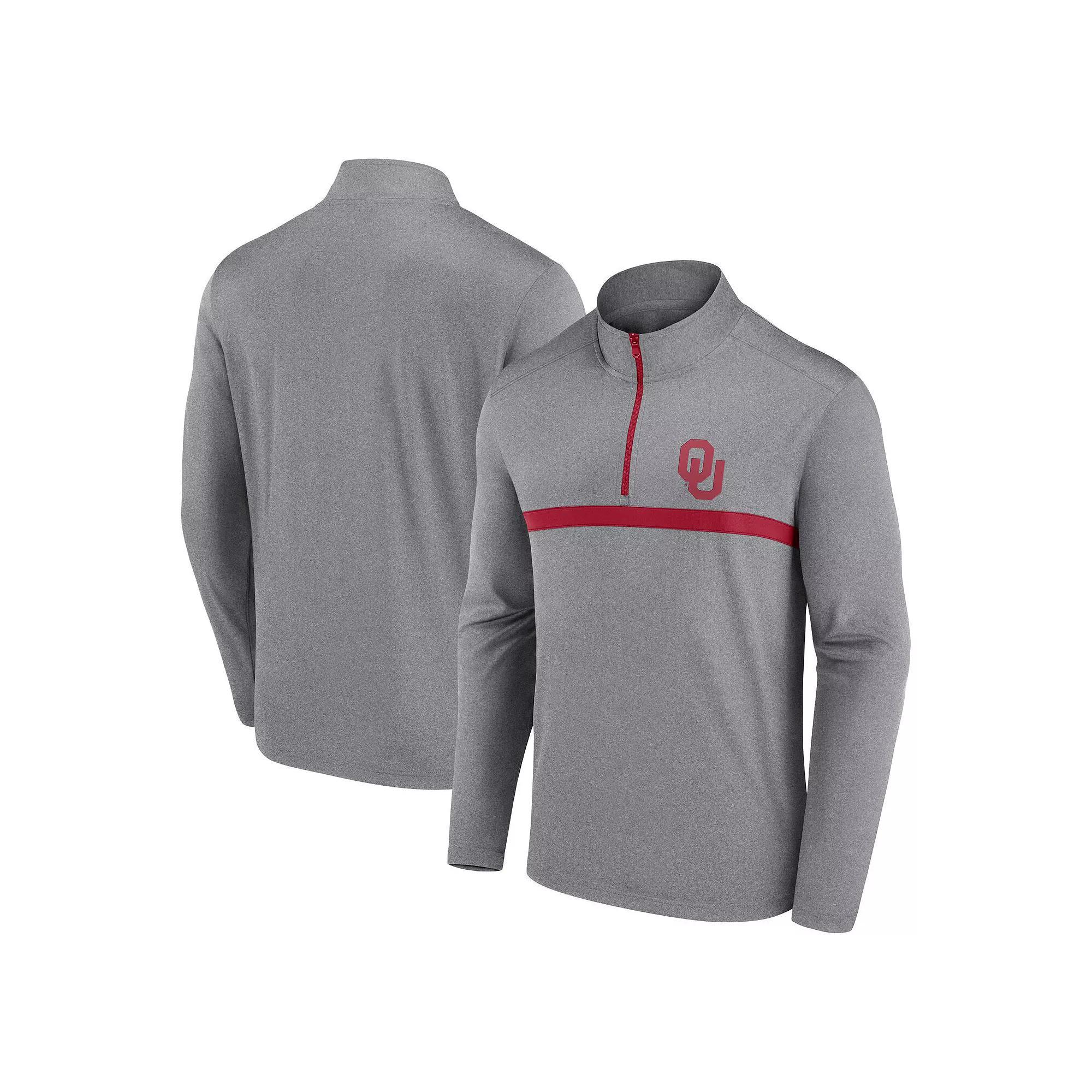 Men's Heather Gray Wisconsin Badgers Head to Head Quarter-Zip Top, Size: Large, Grey Product Image