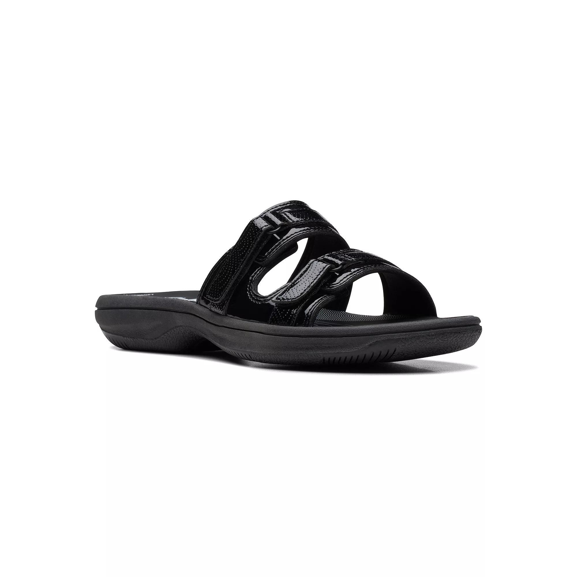 Clarks® Cloudsteppers Breeze Piper Women's Slide Sandals, Size: 9, Black Patent Product Image