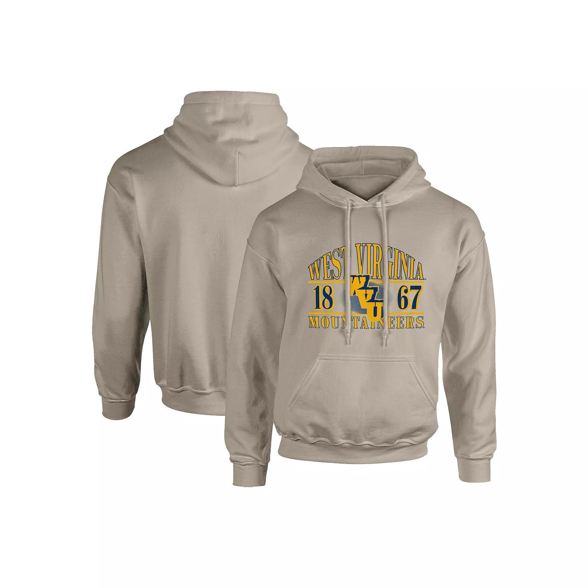 Men's  Tan West Virginia Mountaineers Upper Arch Letters Pullover Hoodie, Size: XL, Team Product Image