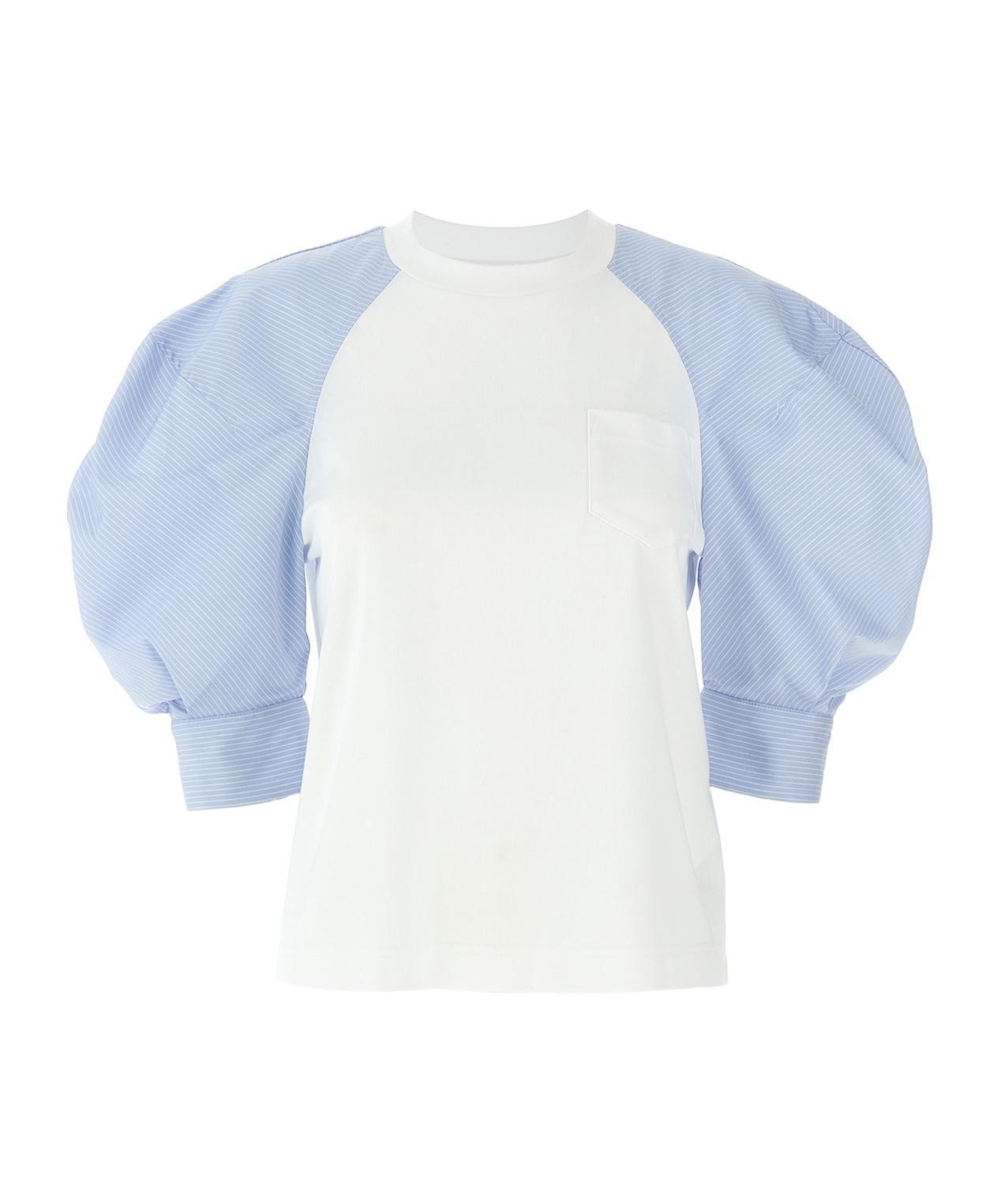 SACAI Open-necked Black Shirt In White Product Image