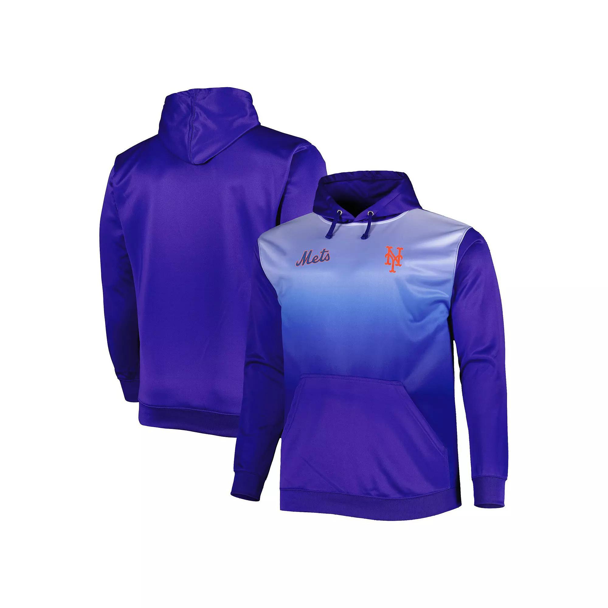 Men's Royal New York Mets Fade Sublimated Fleece Pullover Hoodie, Size: 3XLT, Blue Product Image