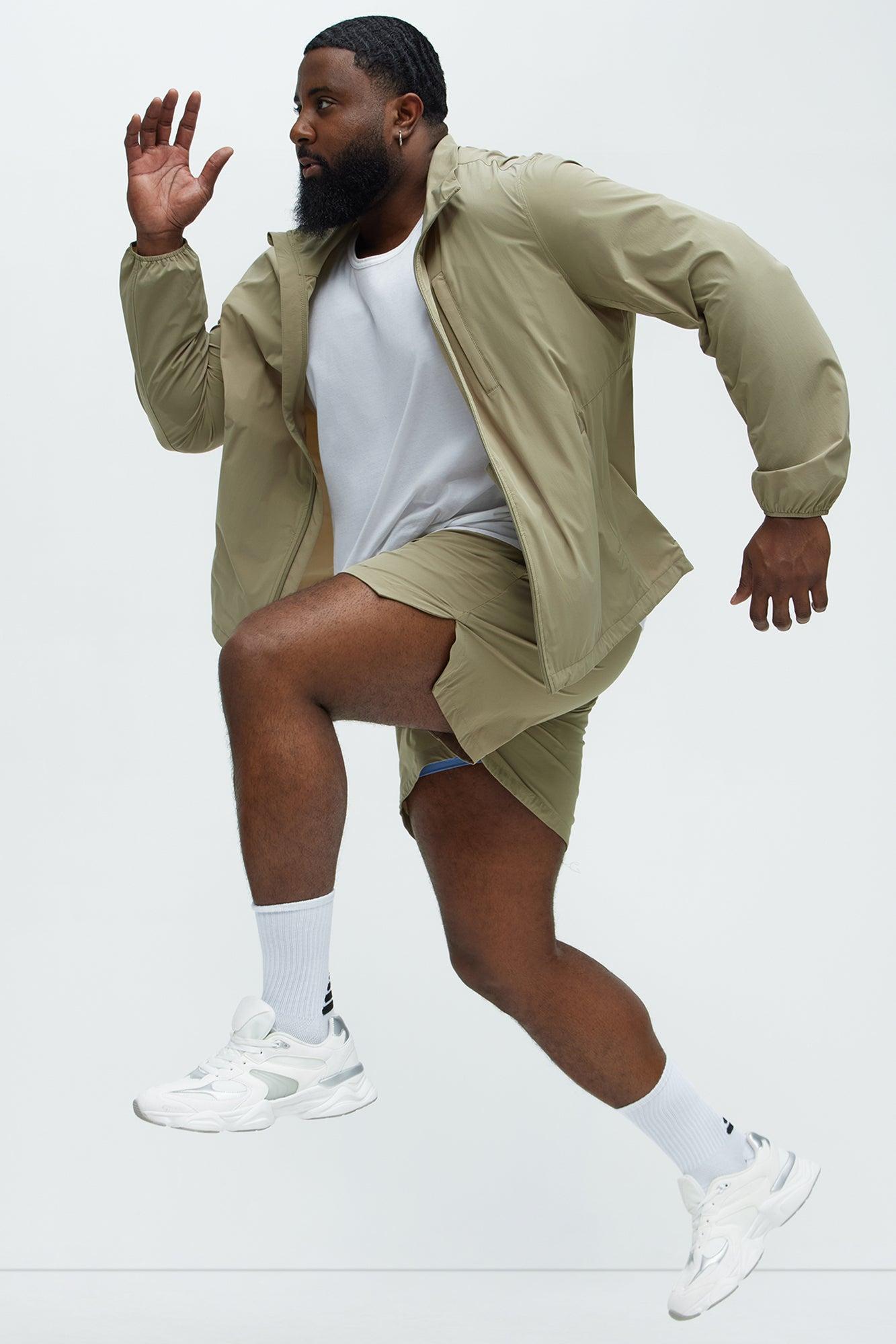 Lightweight Stretch Running Windbreaker Jacket - Taupe Product Image