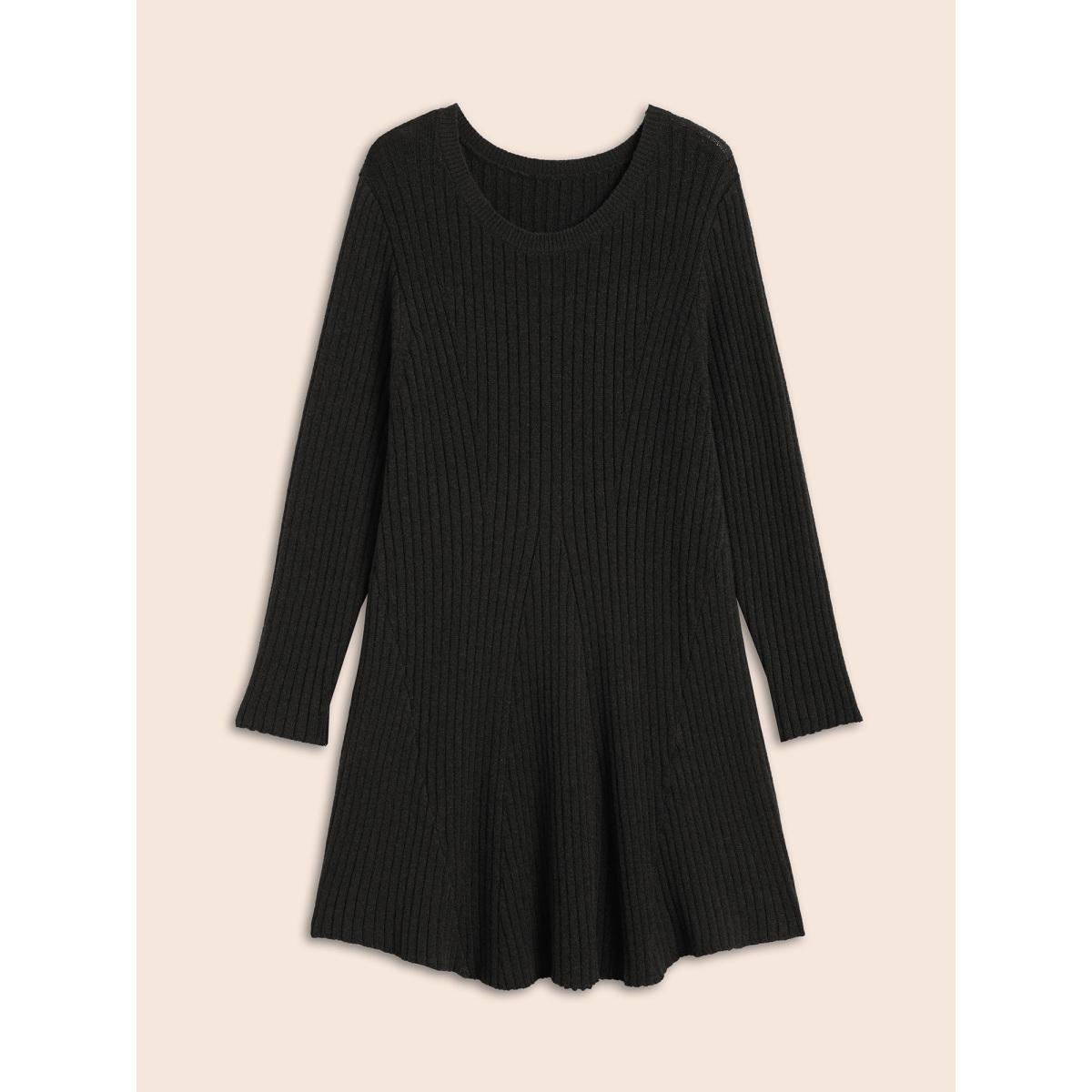 Plus Size Supersoft Essentials Pit Strip Wool Sweater Dress Black Women Casual Long Sleeve Everyday Sweater Dresses BloomChic 14-16/1X Product Image