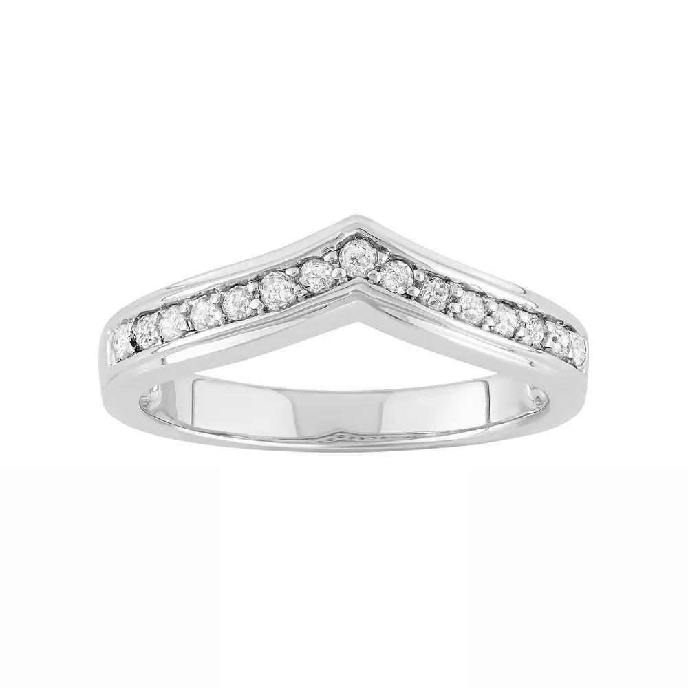 1/4 Carat T.W. Diamond Sterling Silver V Ring, Womens White Product Image