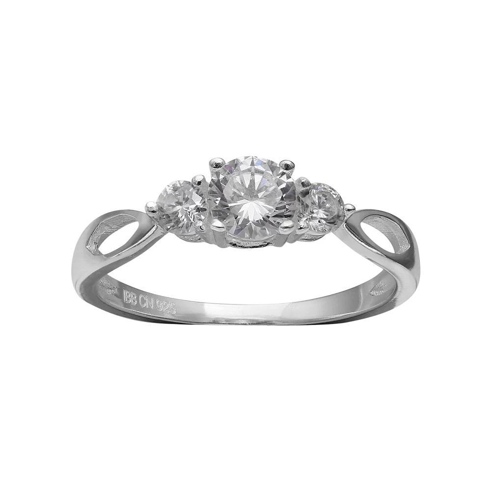 PRIMROSE Sterling Silver Cubic Zirconia 3-Stone Ring, Women's, Size: 9, Grey Product Image