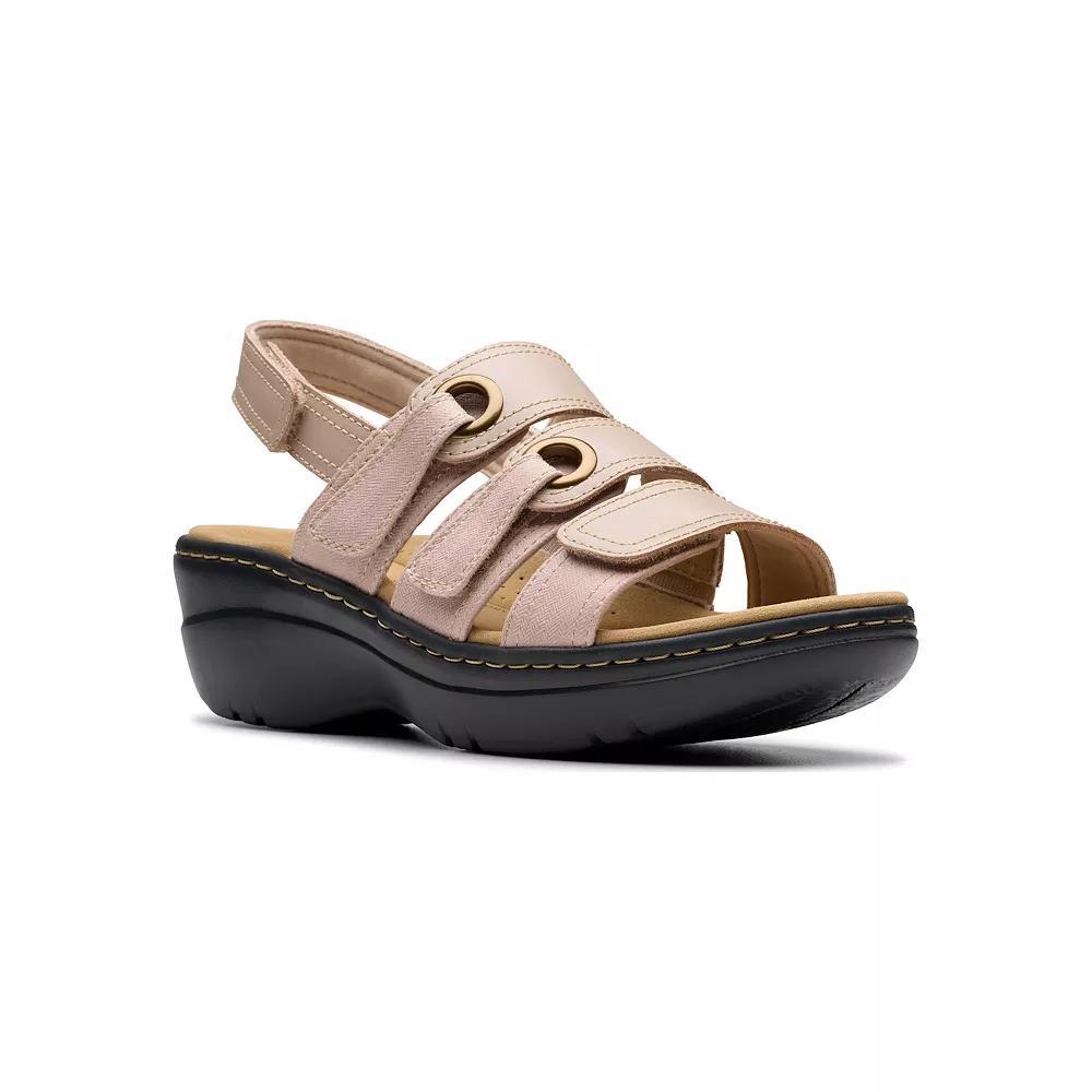 Clarks Merliah2 Womens Wedge Sandals Brown Leather Product Image