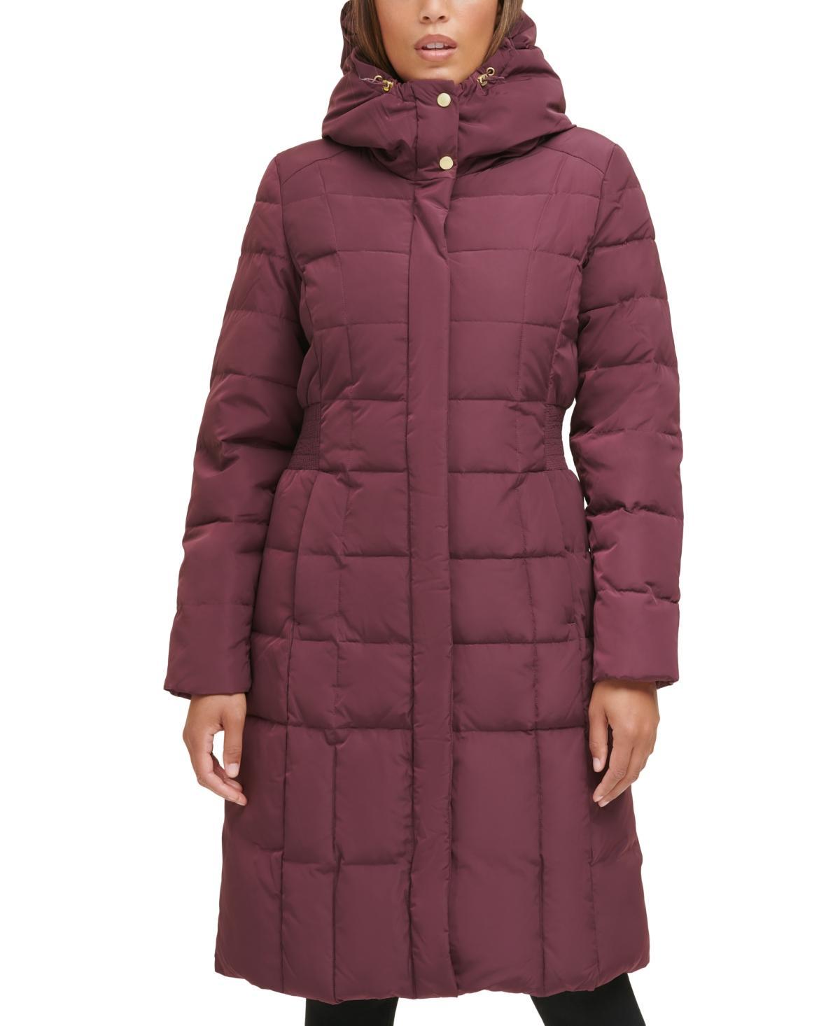 Cole Haan Womens 40 Signature Hooded Taffeta Down Coat - Blue Size XL Product Image