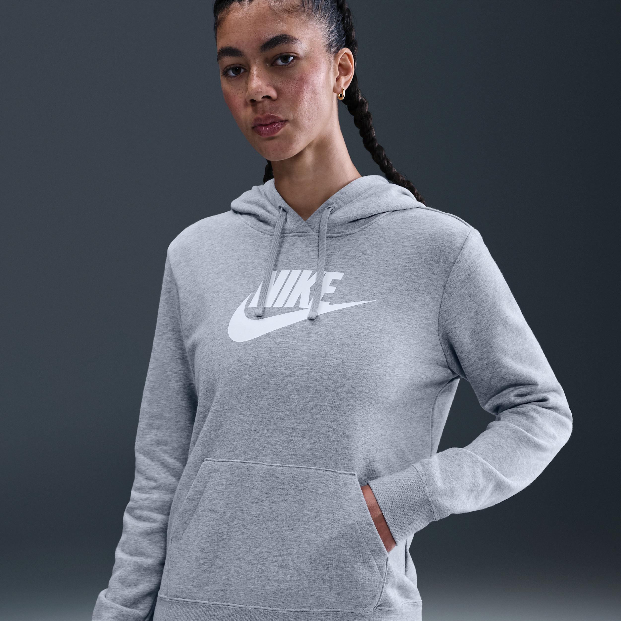 Women's Nike Sportswear Club Large Logo Fleece Hoodie, Size: Medium, Gray Grey Product Image