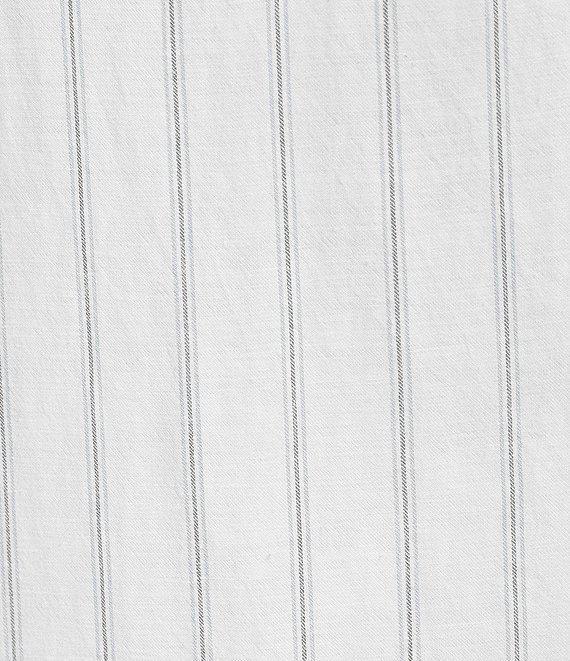 Cloth & Stone Stripe Print Linen Blend Mandarin Collar Short Sleeve A-Line Dress Product Image