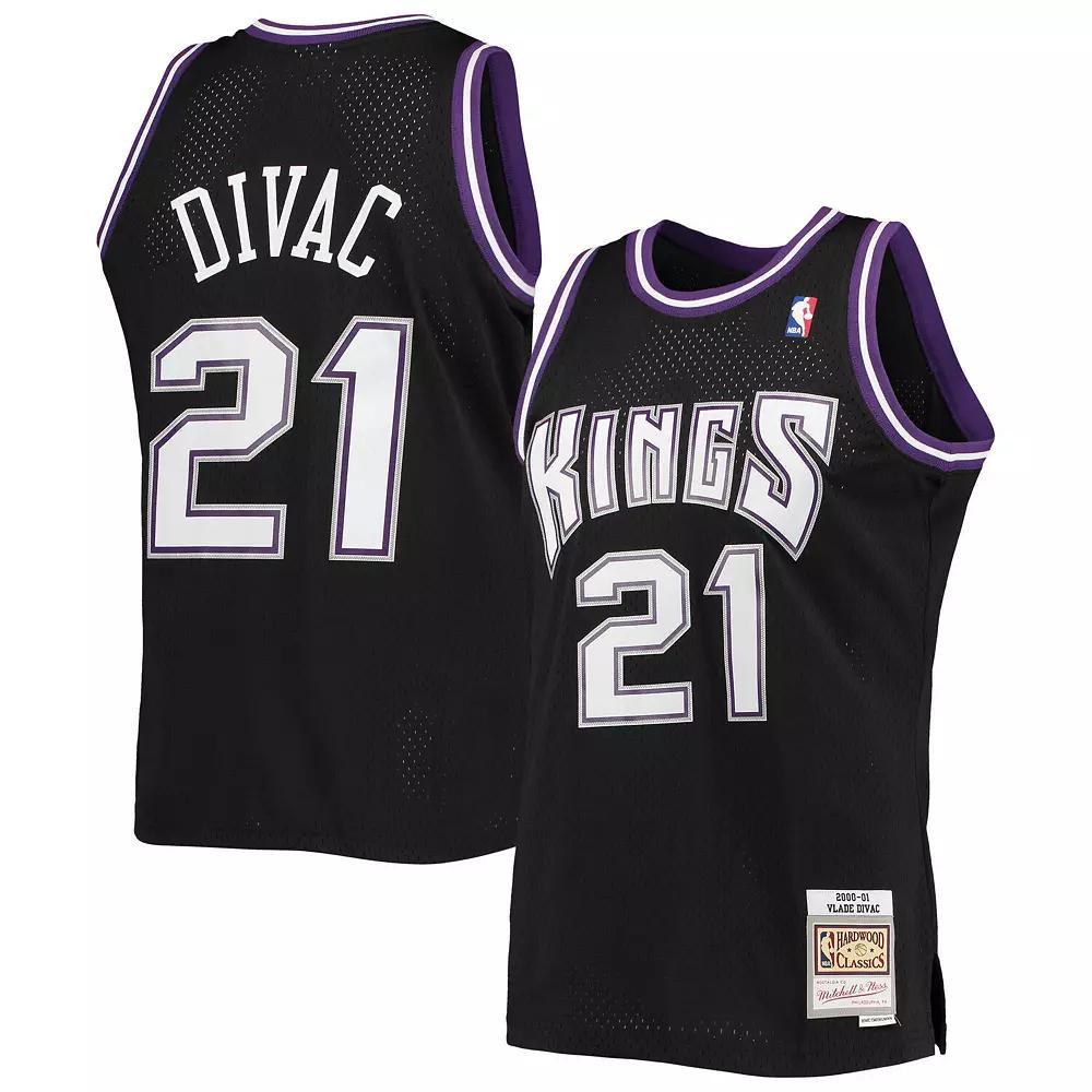 Men's Mitchell & Ness Vlade Divac Black Sacramento Kings 2000-01 Team Hardwood Classics Swingman Jersey, Size: Small, Kng Black Product Image