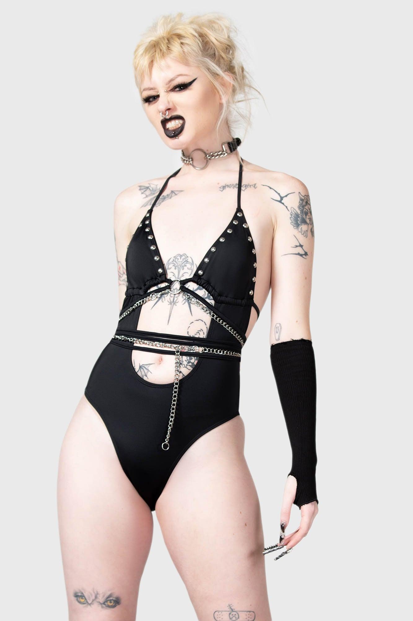 Black Hearted Swimsuit - Resurrect Female Product Image