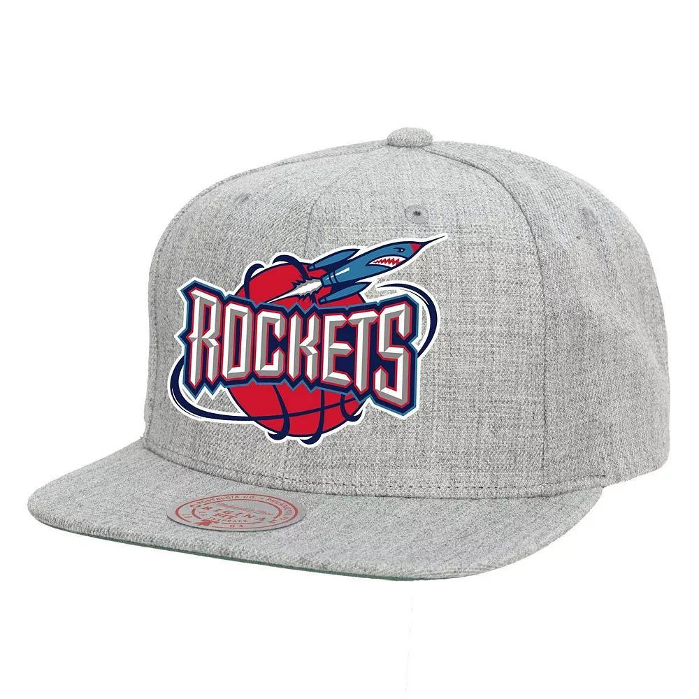 Men's Mitchell & Ness Heather Gray Houston Rockets Hardwood Classics 2.0 Snapback Hat, Grey Product Image