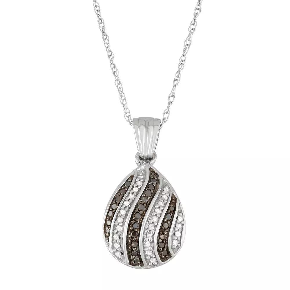 Jewelexcess Sterling Silver 1/5 Carat T.W. Black & White Diamond Teardrop Pendant Necklace, Women's, Size: 18" Product Image