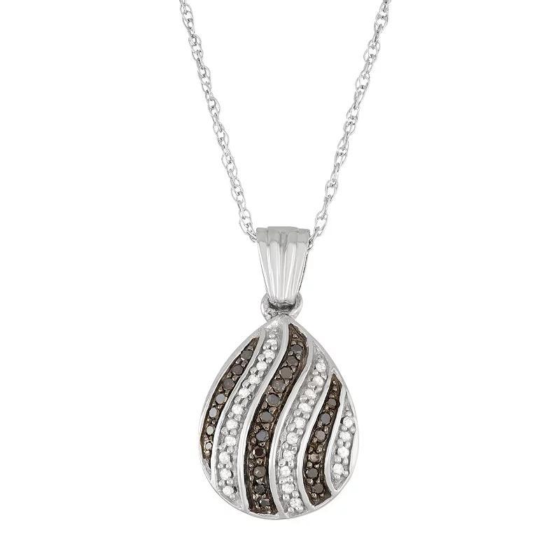 Jewelexcess Sterling Silver 1/5 Carat T.W. Black & White Diamond Teardrop Pendant Necklace, Women's, Size: 18" Product Image