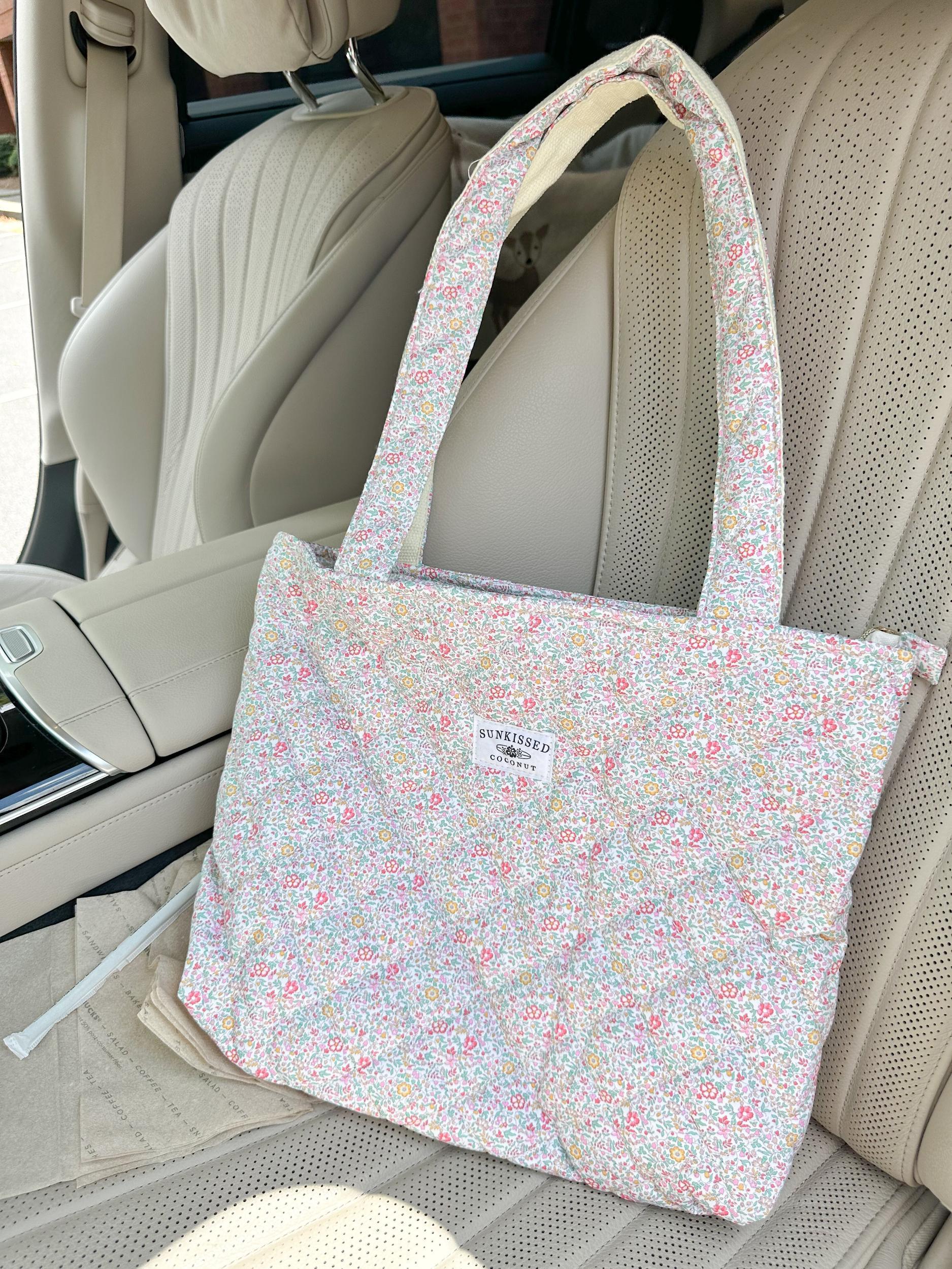 Floral Day In The Park Handmade Tote Zipper Bag Girls Product Image