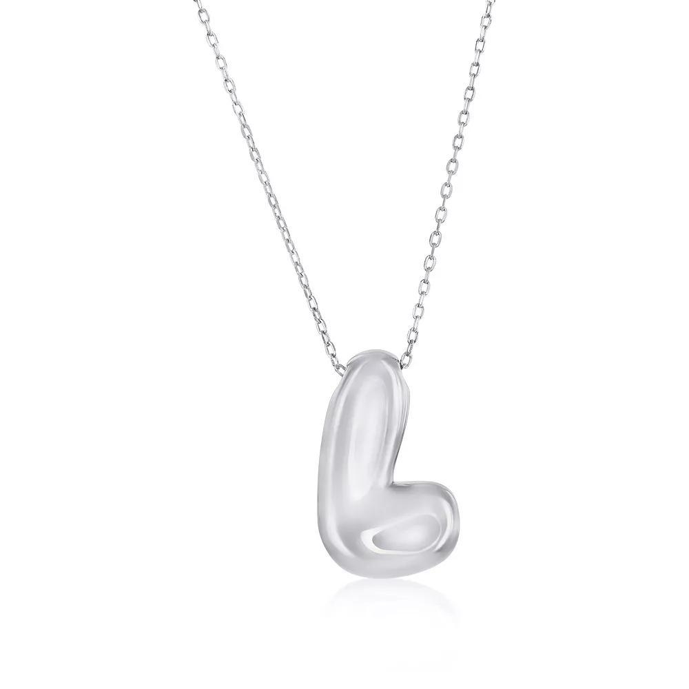 Argento Bella Sterling Silver Bubble Initial Necklace, Women's, Size: 16-18" ADJ, Sterling L Product Image