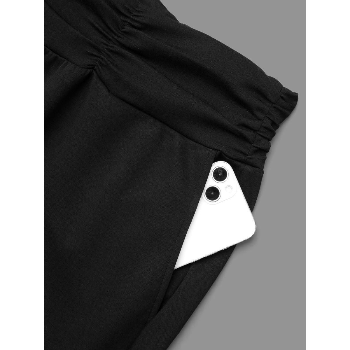 Plus Size Supersoft Essentials Elastic Waist Pockets Jogger Pants Women Black Casual Mid Rise Everyday Pants BloomChic 30/6X Product Image