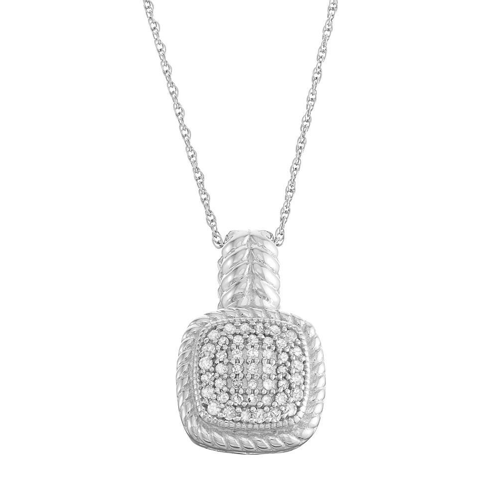 Jewelexcess Sterling Silver 1/4 Carat T.W. Diamond Cushion Pendant, Women's, Size: 18", White Product Image
