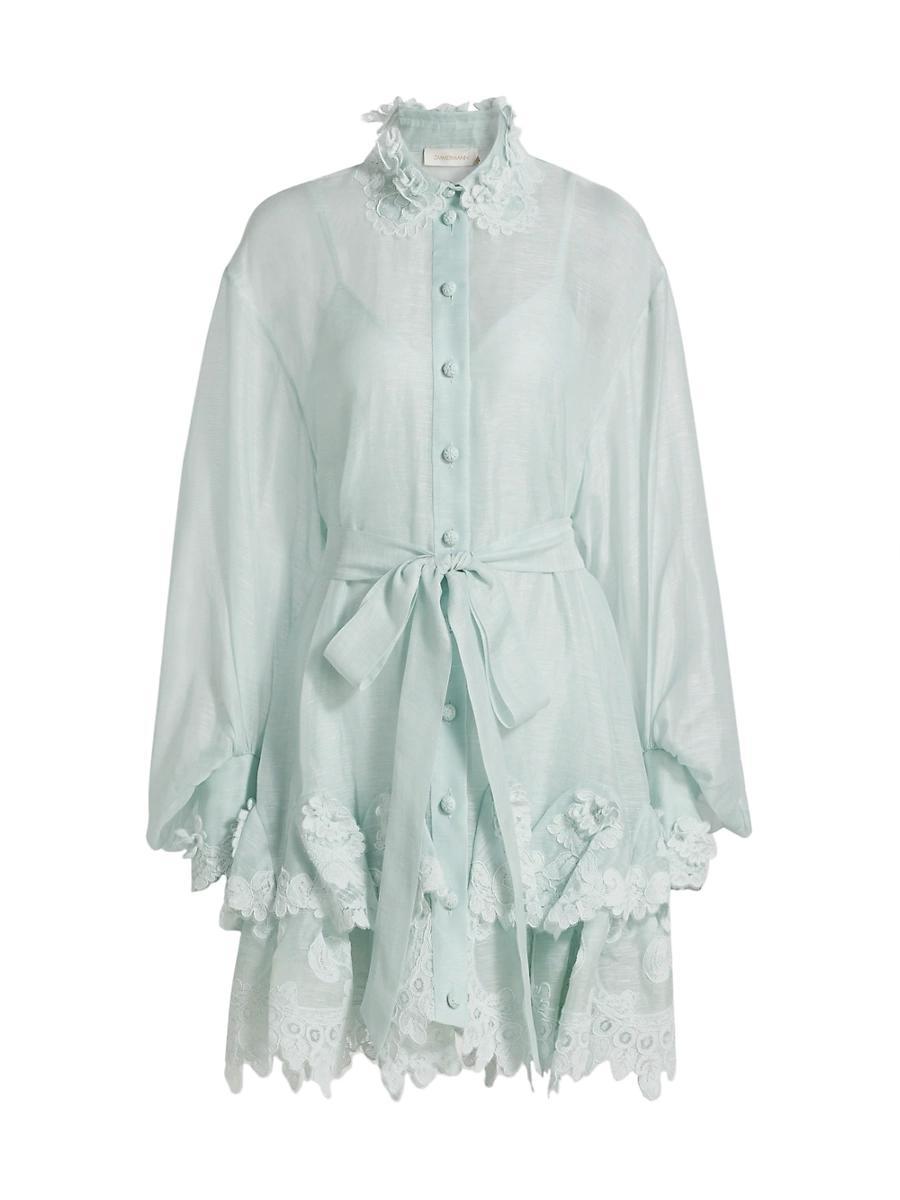 Womens Crush Tiered Lace Shirt Dress Product Image