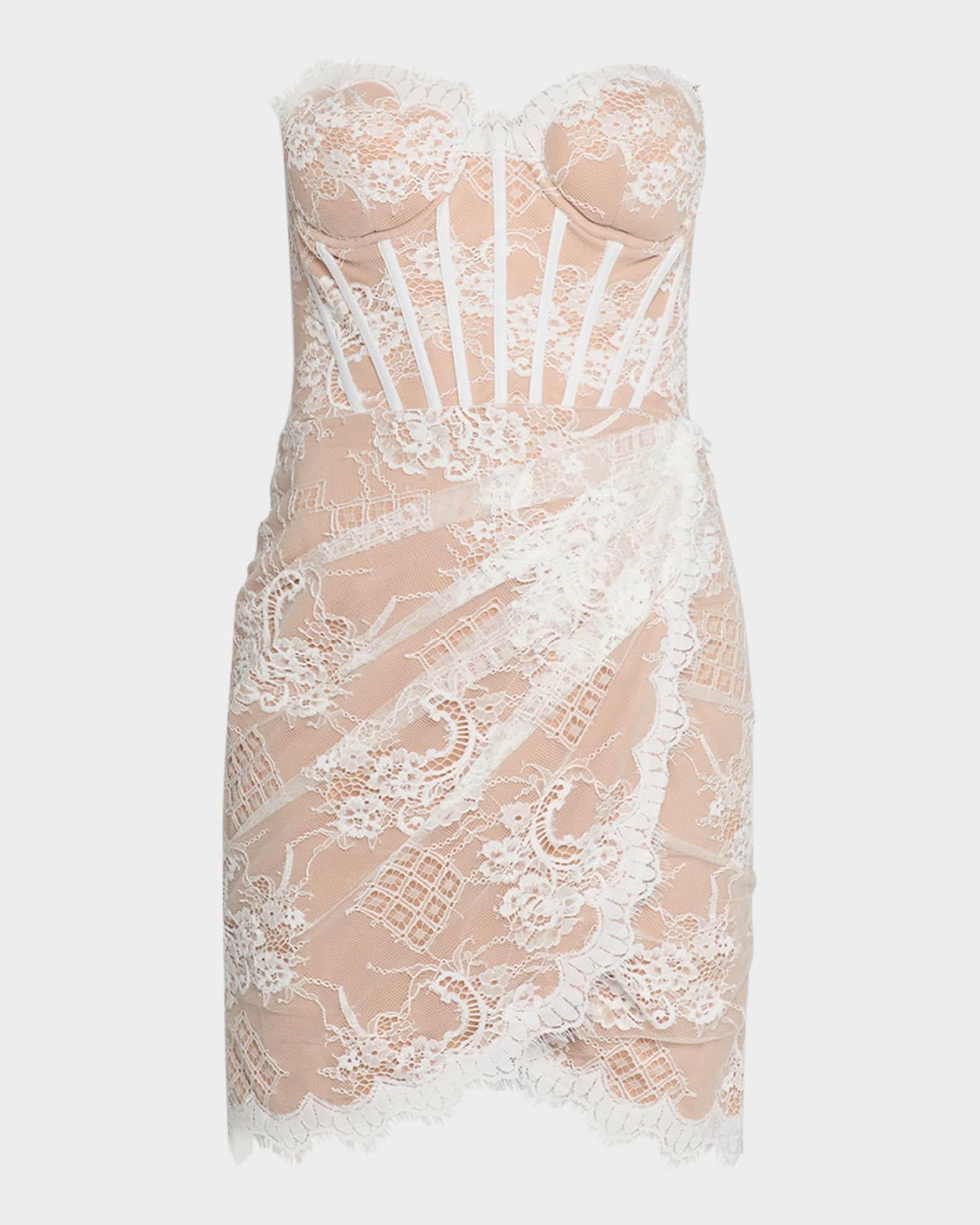 Floral Eyelash Lace Corset Mini Dress Product Image