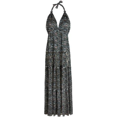 Womens Pearl Metallic Silk-Blend Halterneck Maxi Dress Product Image