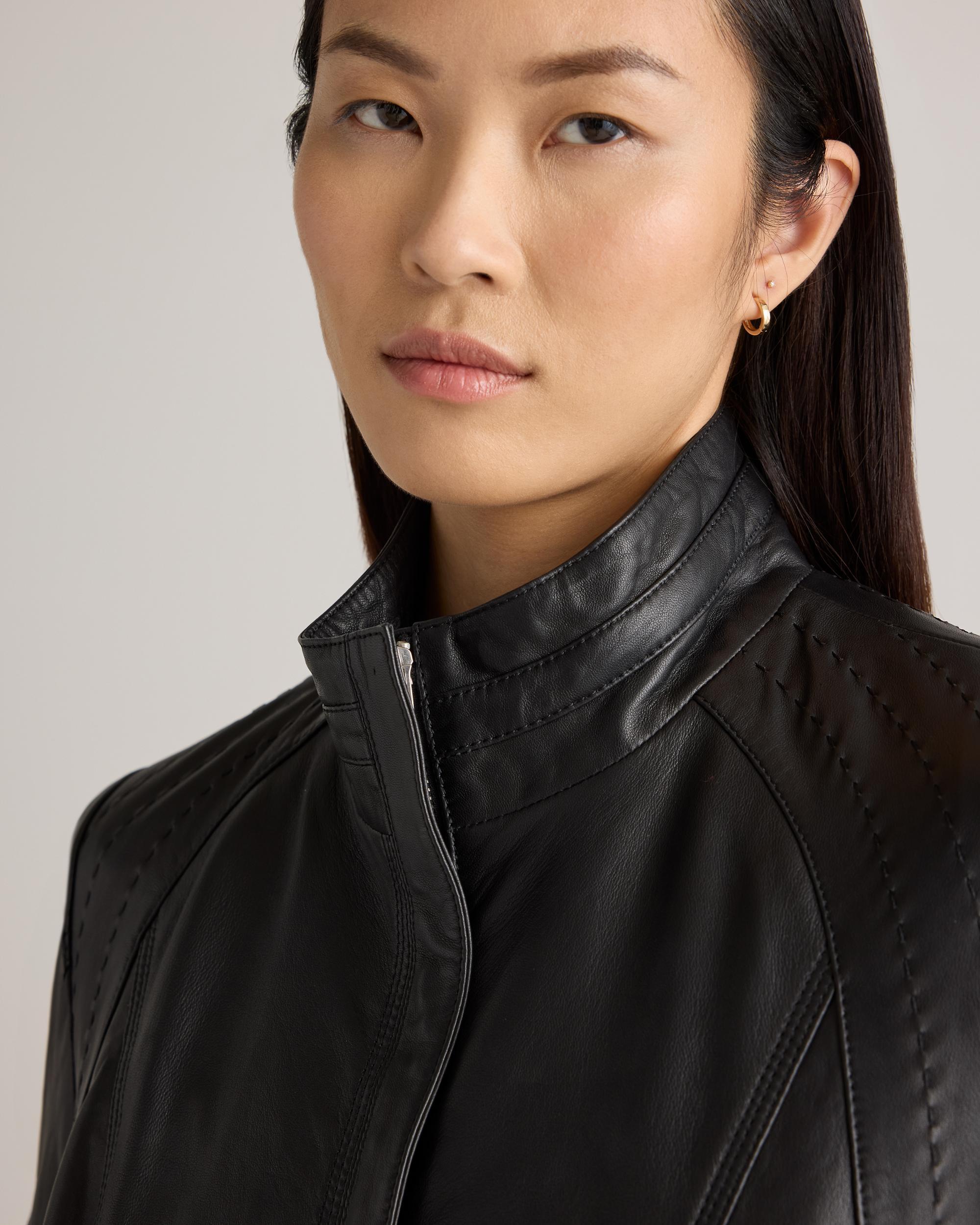 Quince | Women's Stand-Collar Jacket Size XL, Leather Product Image