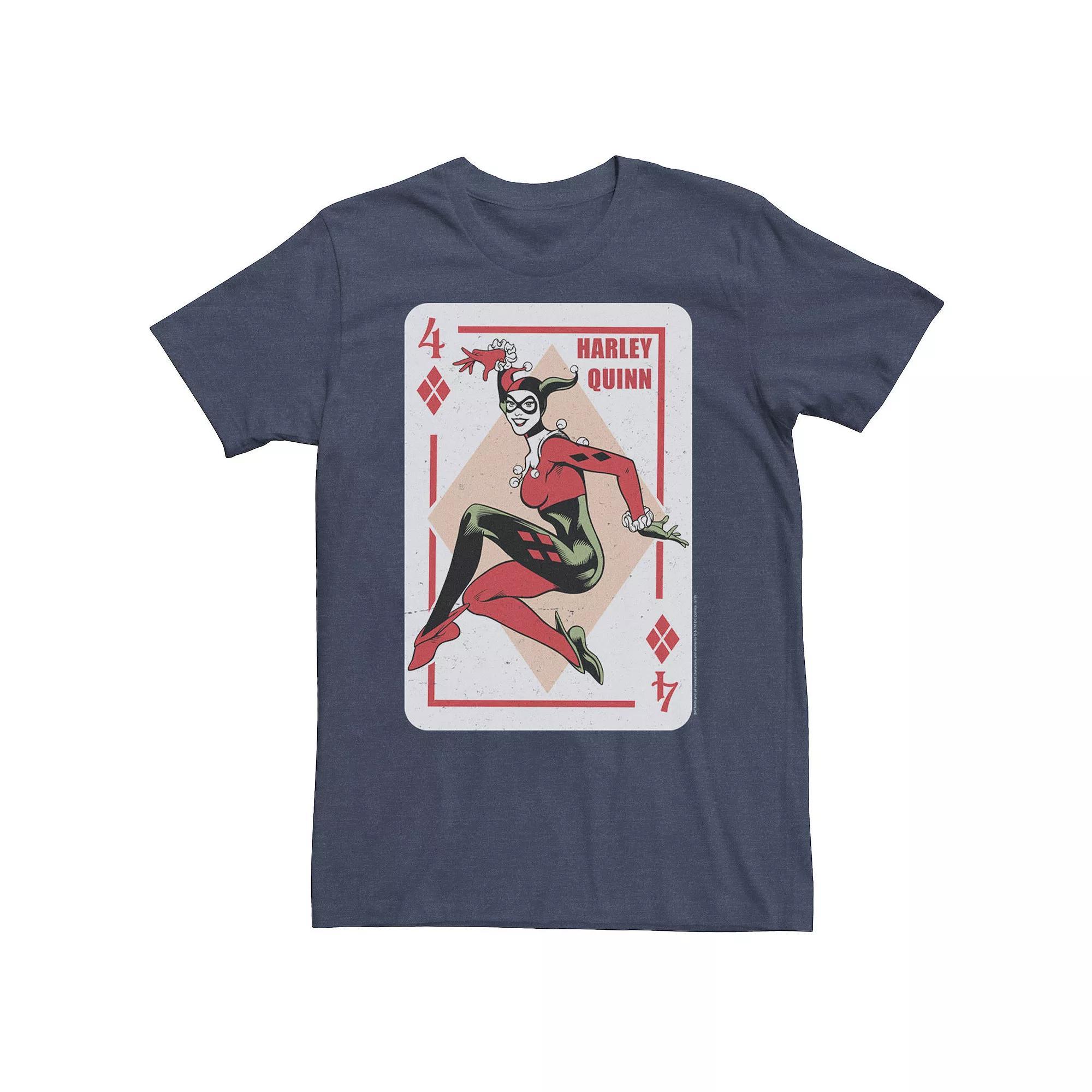 Big & Tall DC Comics Batman Harley Quinn Playing Card Tee, Men's, Size: Large Tall, Grey Heather Product Image