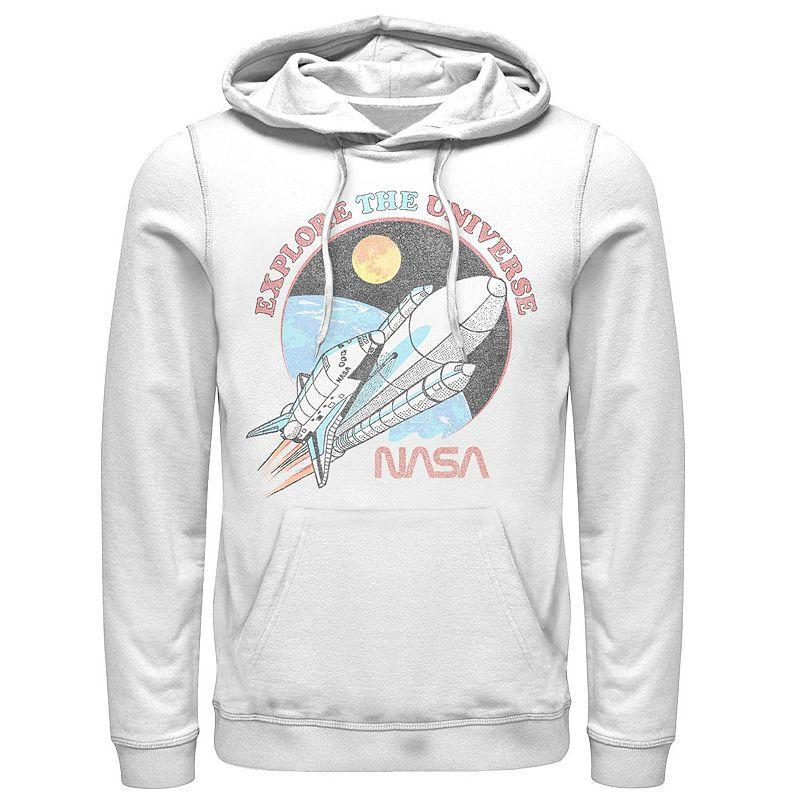 Men's NASA Explore The Universe Circle Portrait Hoodie, Size: XL, White Product Image