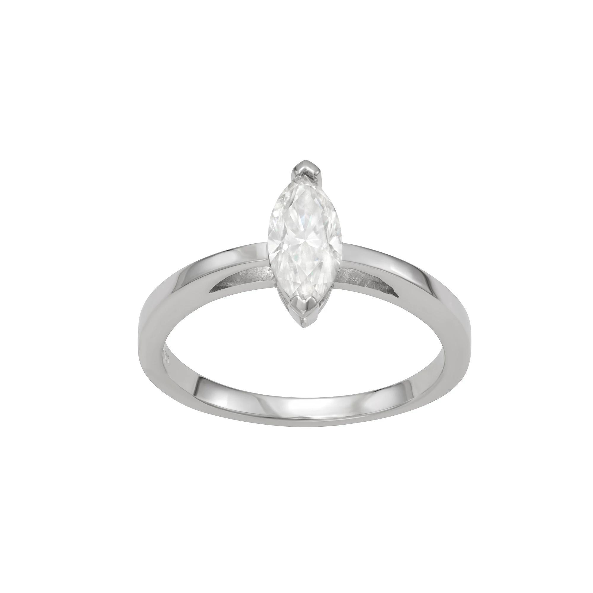 Moissanite Outlet Sterling Silver 3/4 Carat T.W. Lab-Created Moissanite Marquise Solitaire Ring, Women's, Size: 6 Product Image