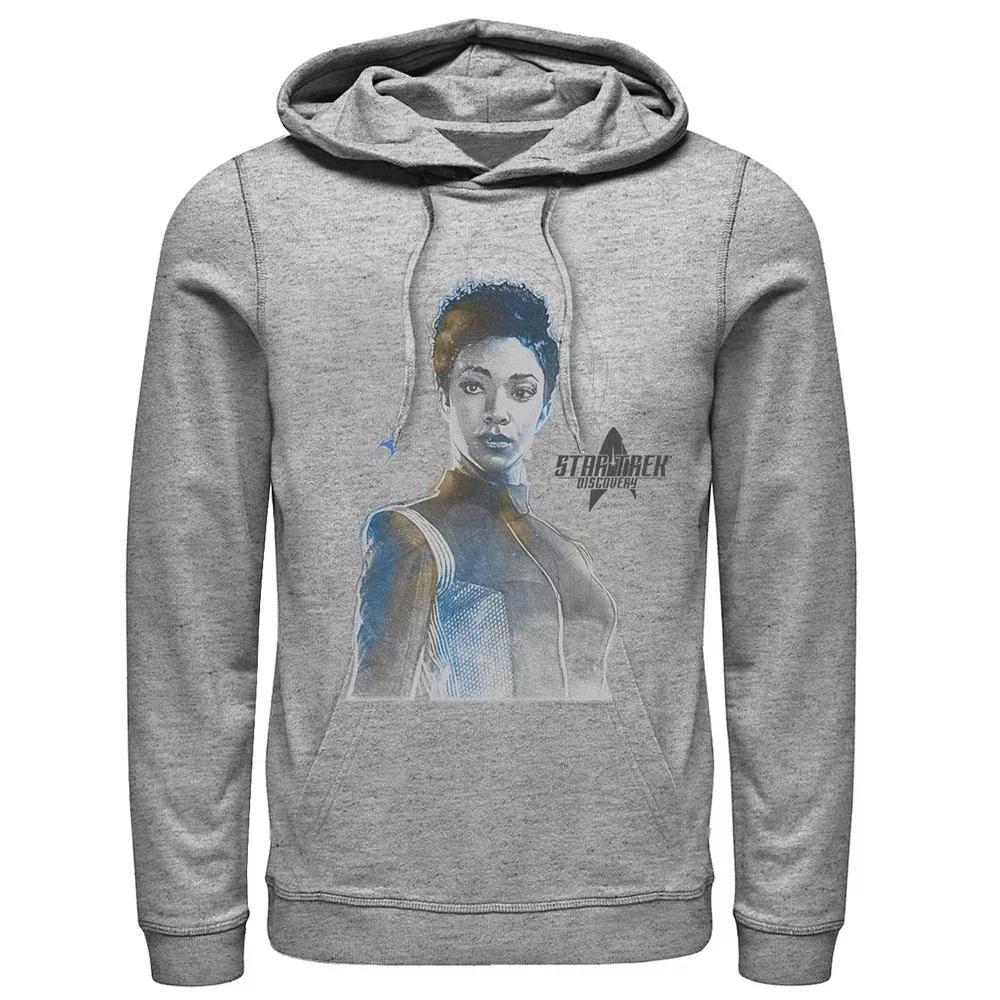 Mens Star Trek Discovery Michael Burnham Water Color Sketch Hoodie Athletic Grey Product Image