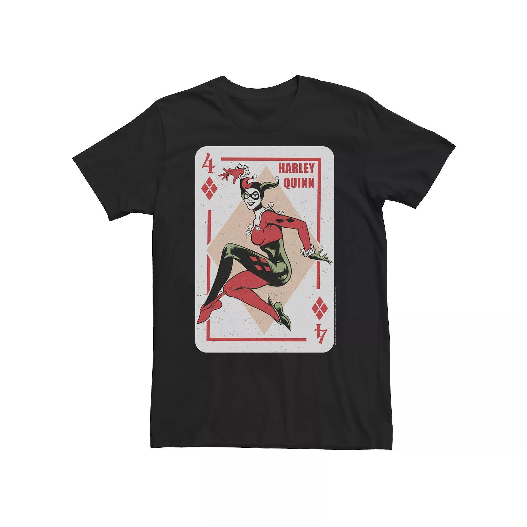 Big & Tall DC Comics Batman Harley Quinn Playing Card Tee, Men's, Size: Large Tall, Grey Heather Product Image