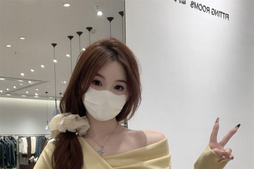 One-Shoulder Plain Sweater Product Image
