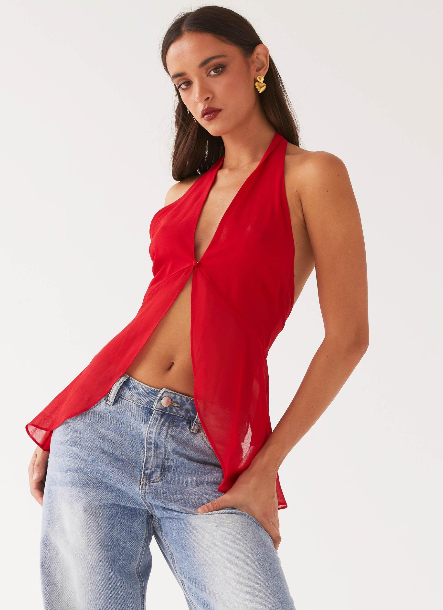 At Last Halterneck Top - Rouge Red Product Image