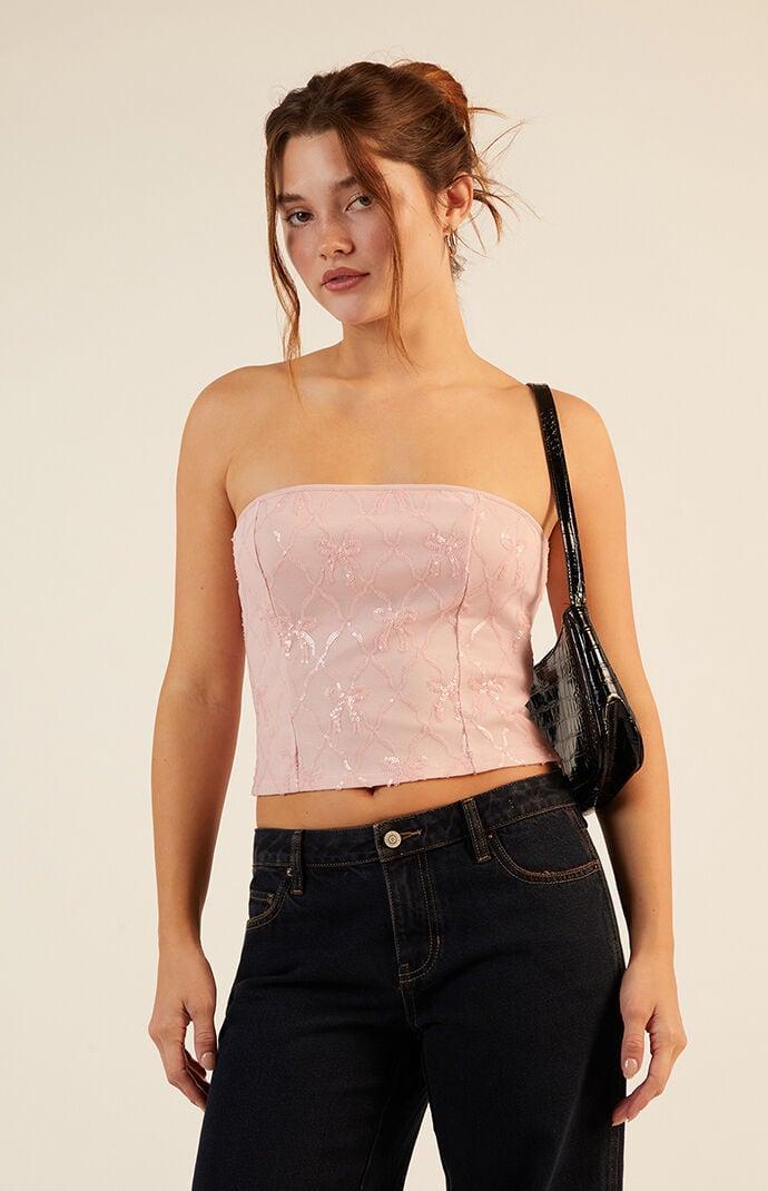 Women's Bow Sequin Tube Top Product Image