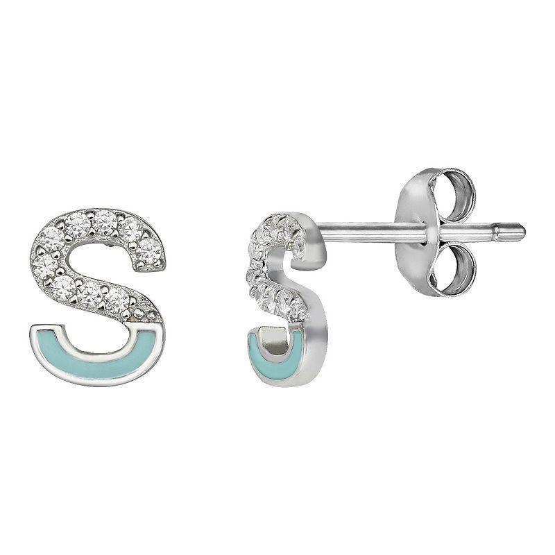 PRIMROSE Sterling Silver Cubic Zirconia Initial Stud Earrings, Women's, Orange K Product Image
