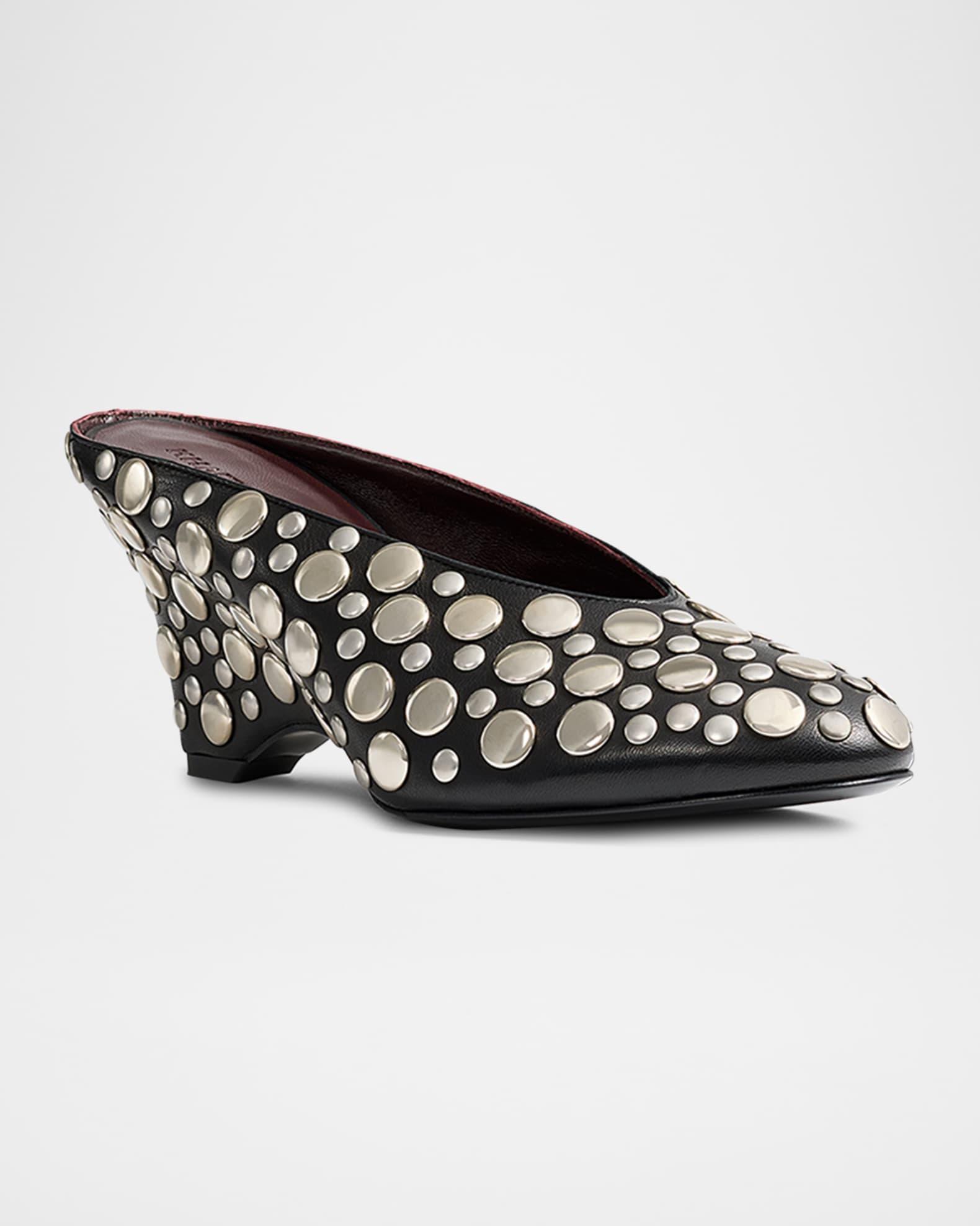 Cloak Stud Leather Mule Pumps Product Image
