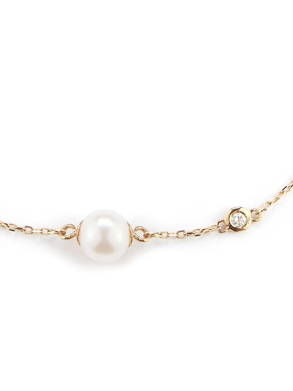 MATEO 14kt Yellow Gold Diamond Pearl Chain Bracelet Product Image