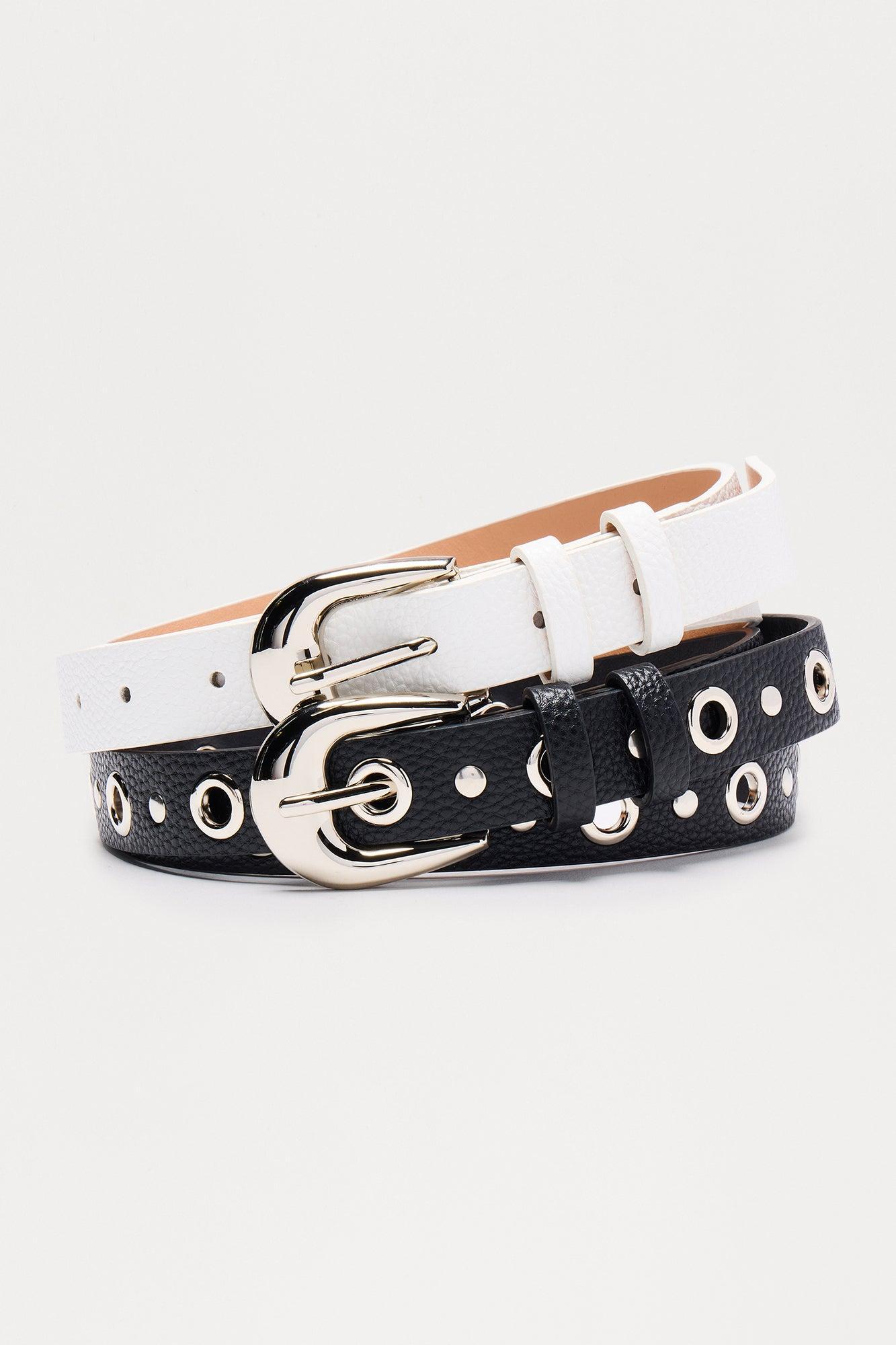 All For You 2 Piece Belt Set - White/Black Female Product Image