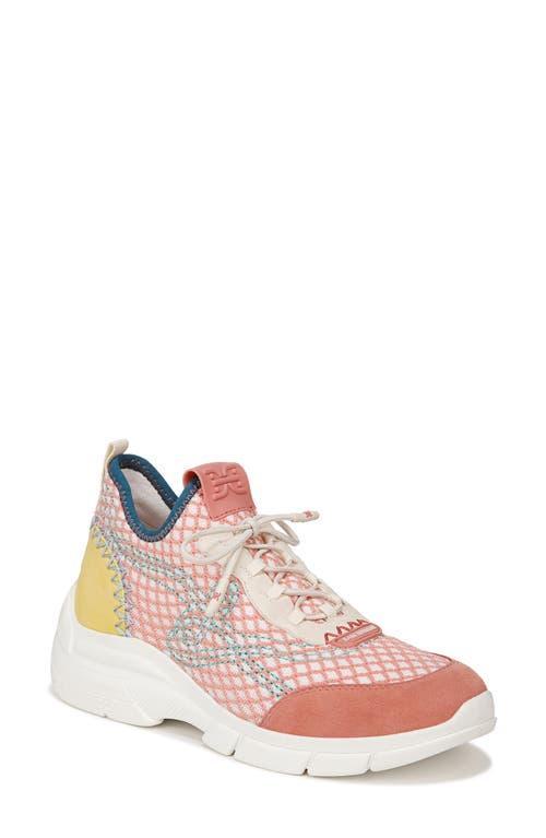 Sam Edelman Chelsie Lace Up Knit Sneaker Pink Coral/ Electric Lime Knit Product Image