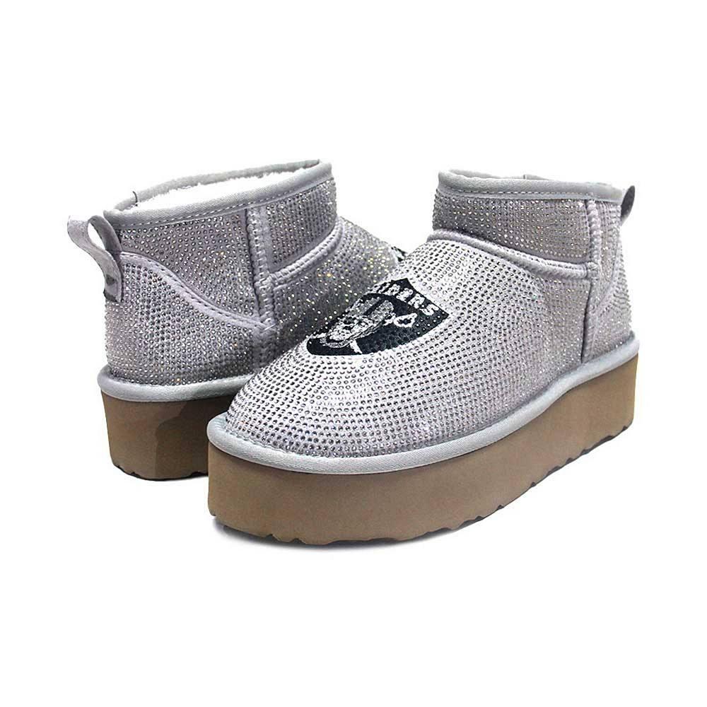 Women's Cuce Silver Las Vegas Raiders Crystal Platform Boots, Size: 8, Lvr Silver Product Image