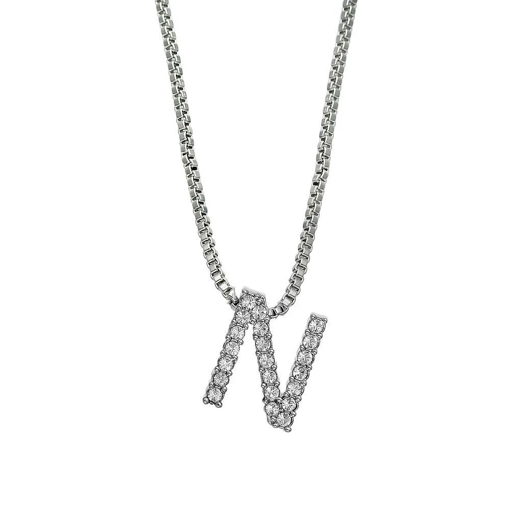 Brilliance Silver Plated Crystal Initial Pendant, Women's, Size: 18", Silver Tone G Product Image