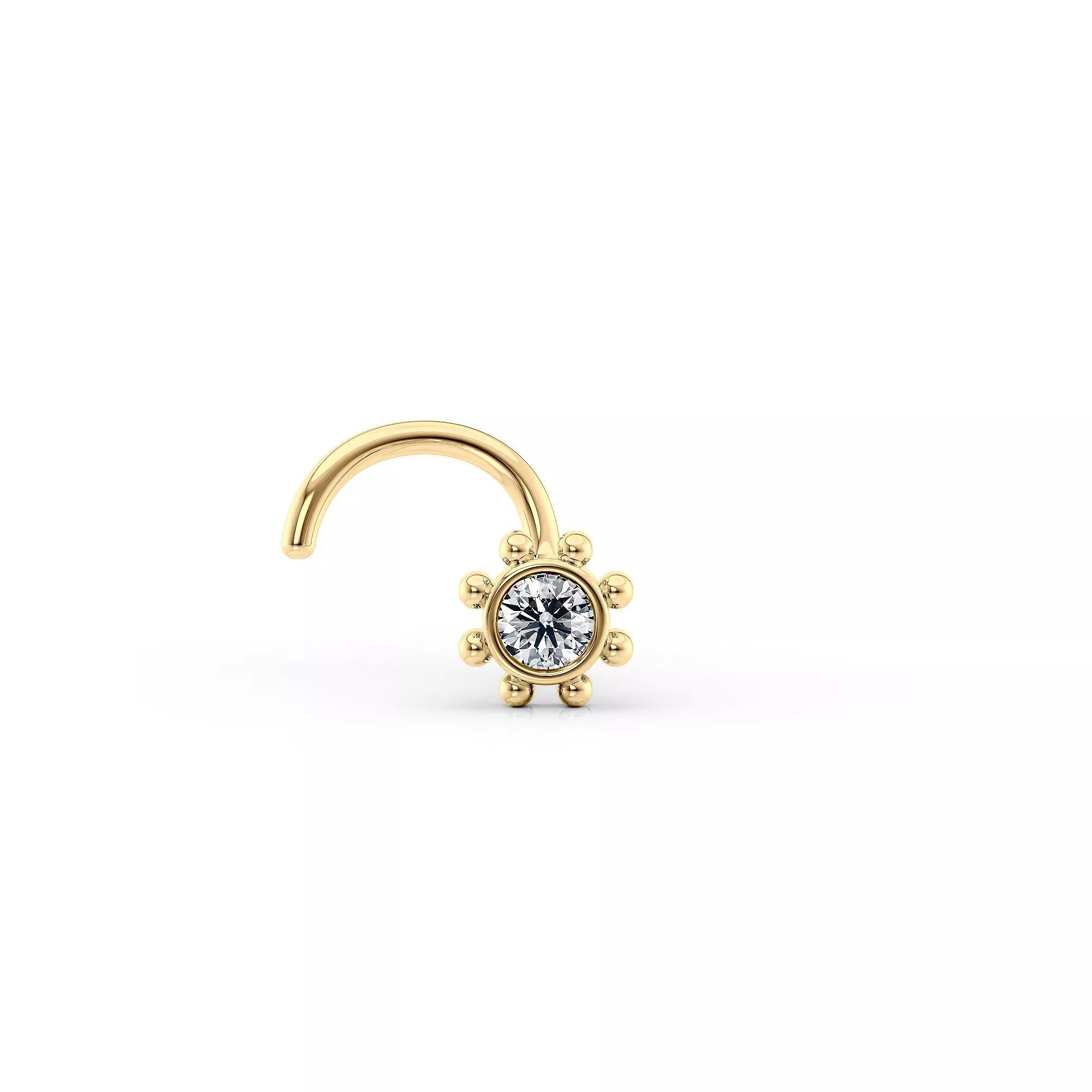 Lila Moon 14k Gold Cubic Zirconia Curved Flower Nose Stud, Women's Product Image