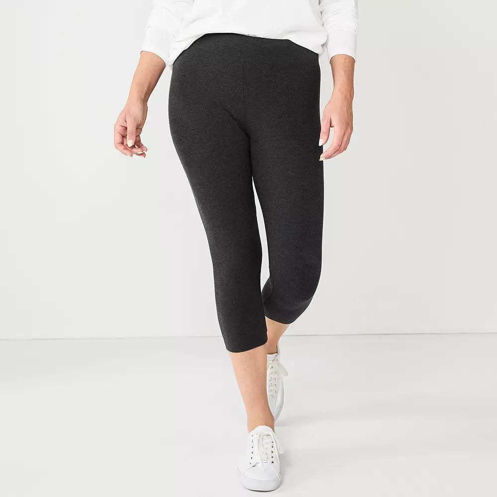 Women's Sonoma Goods For Life® Wide-Waistband Capri Leggings, Size: Large, Heathered Gray Product Image
